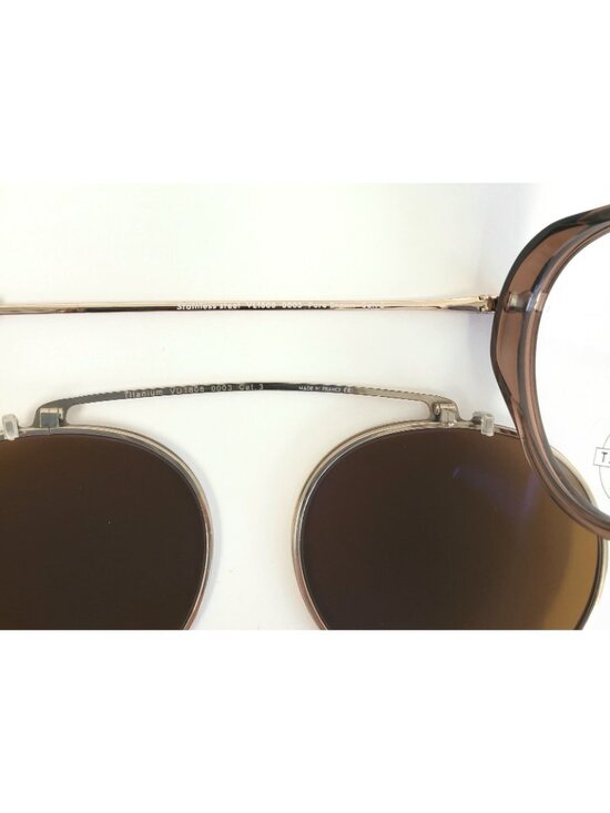 Vuarnet Sun Clip-On VD1808 003 50mm Stainless Steel Titanium Round Sunglasses